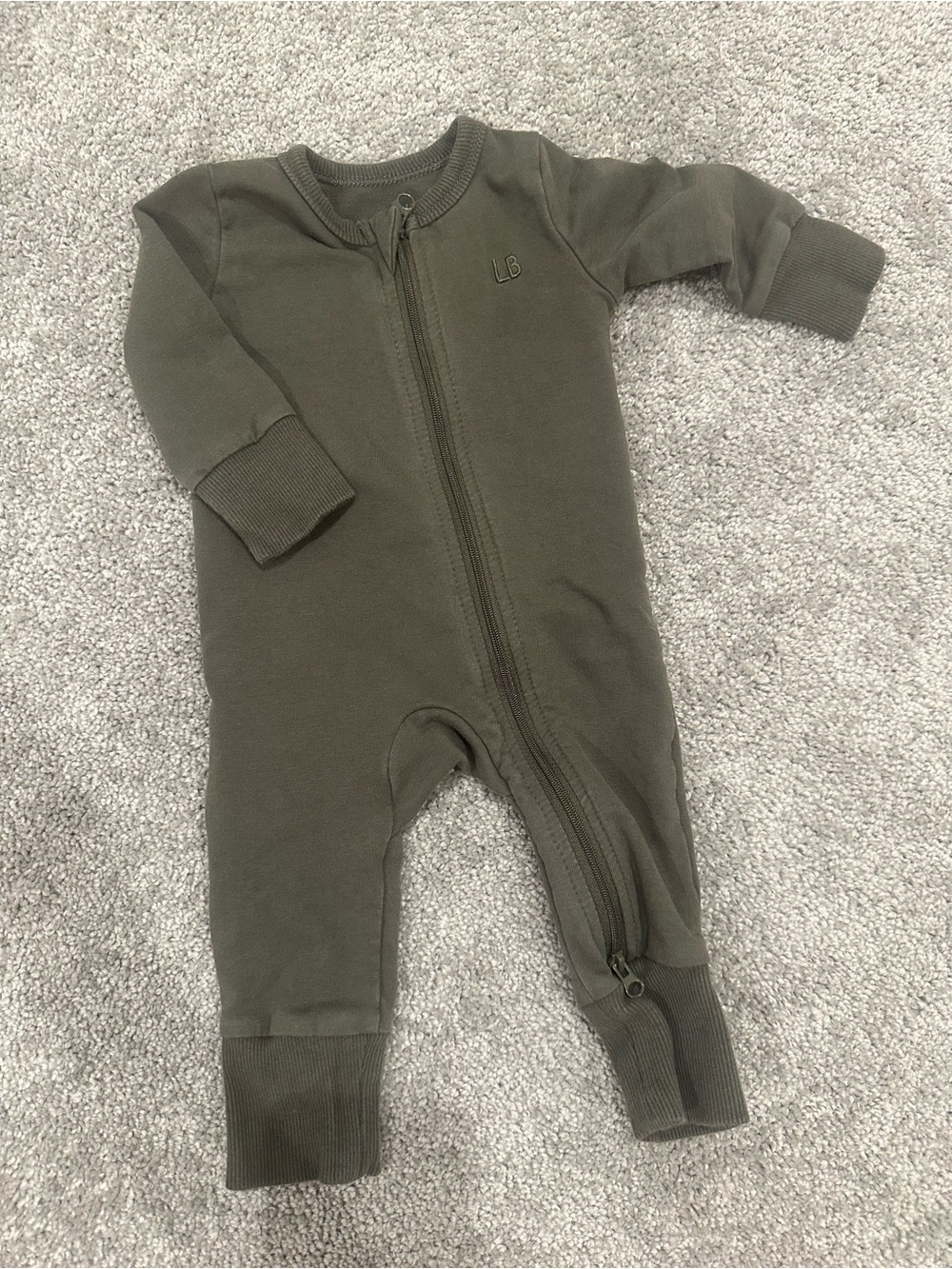 Little Bipsy Olive Green Zip-Front Baby One-Piece